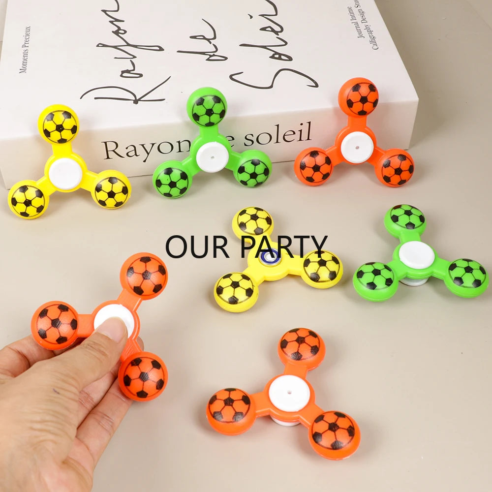 10pcs Sports-Themed Finger Gyro Toys – Football Stress Relievers for Kids Birthday, School Rewards & Pinata Favors