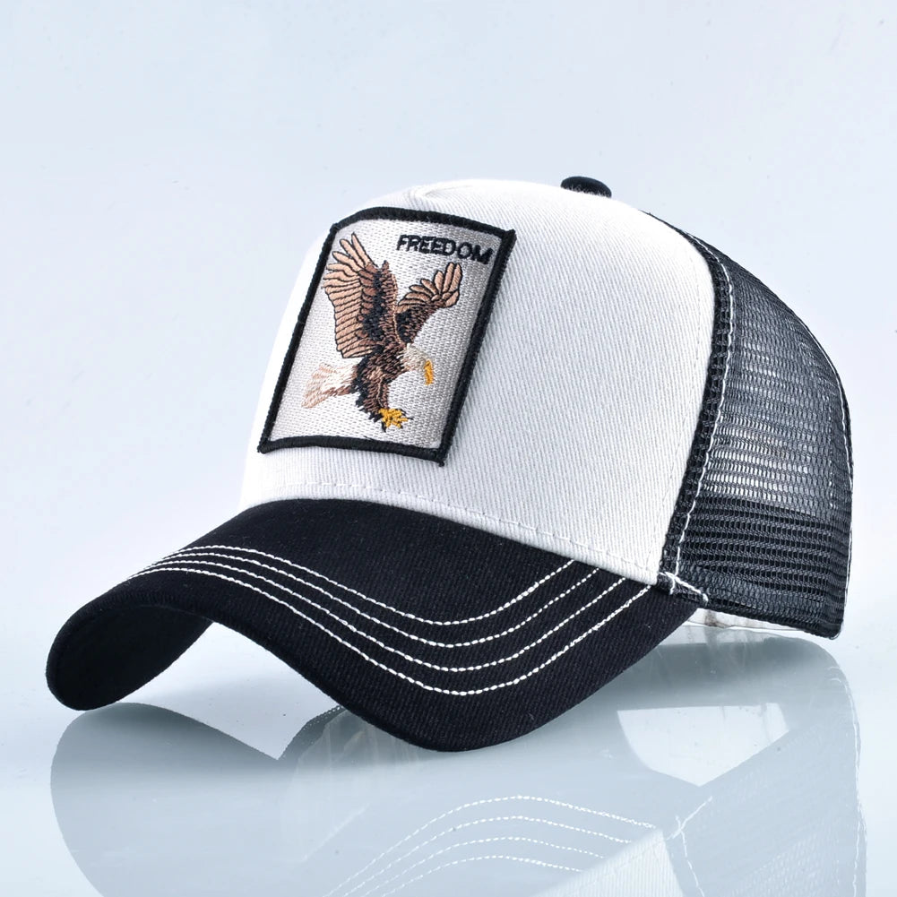Goat Patch Trucker Cap - Embroidered Adjustable Snapback Baseball Hat for Men & Women