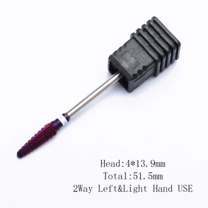 Purple 5-in-1 Tapered Carbide Nail Drill Bits - Milling Cutter for Manicure, Gel & Acrylic Removal, Nail Accessories Tool