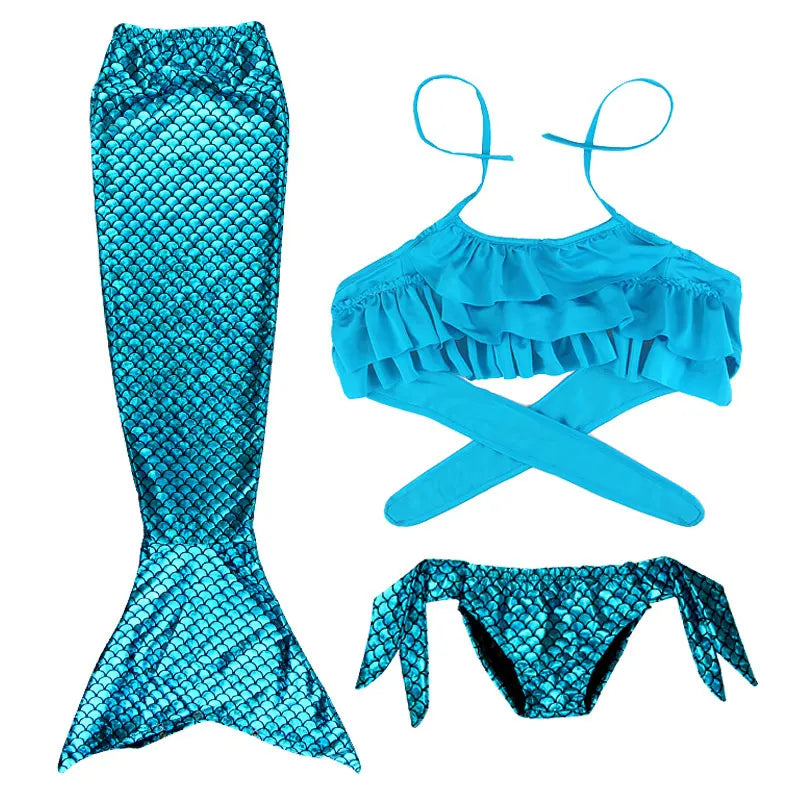 Little Girl Mermaid Tail Swimsuit — Kids Beach Bikini Cosplay Costume, Perfect Birthday Gift for Girls