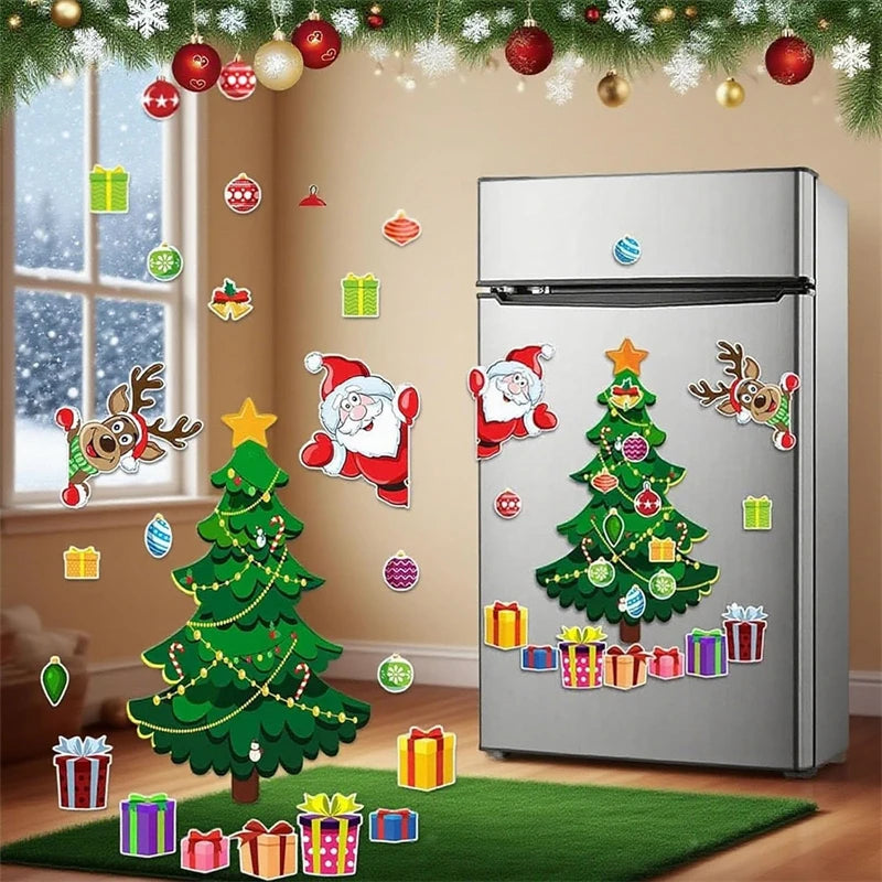 Magnetic Christmas Tree Fridge Decor – Santa & Reindeer Holiday Magnets for Refrigerator & Metal Surfaces