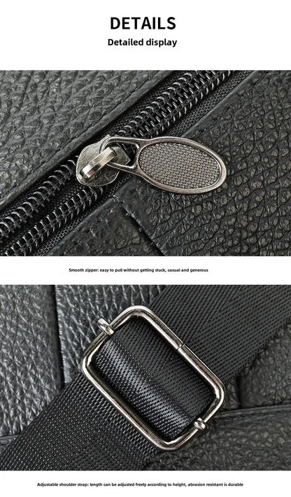 Men’s Genuine Leather Crossbody Bag – Small Outdoor Casual Bag for Motorcycle and Daily Use
