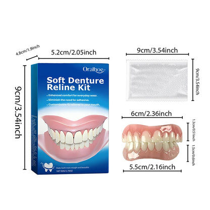 Denture Silicone Kit – Soft Denture Liners for Upper & Lower Teeth, Easy Use Dental Care Replacement Set