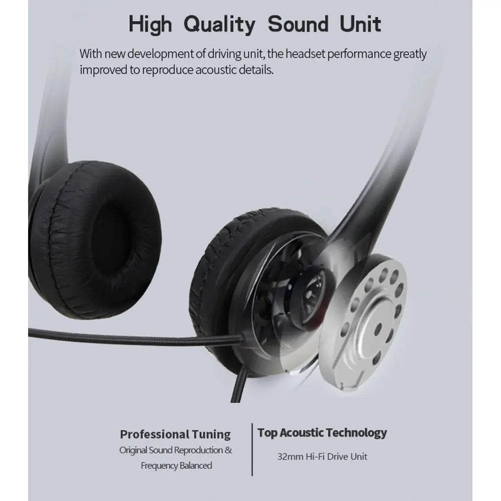 3.5mm/USB Wired Computer Headset – Stereo Earphones with Noise-Cancelling Microphone for Chat, Online Teaching & Video Conferencing