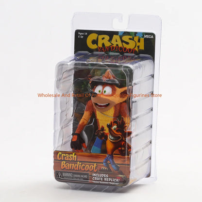 NECA Crash Bandicoot Action Figure with Crate Replica Model Toy - Collectible Game Character Display Figure