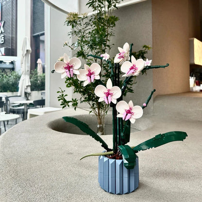 Building Block Orchid Flower Set – Assembled Plastic Potted Plant Toy Compatible with LEGO Bricks, Home Decor Gift for Girls