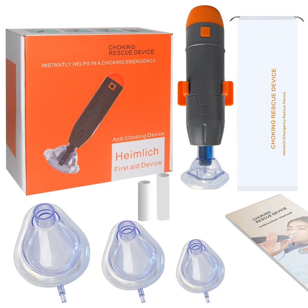 Anti-Choking Rescue Device with 3 Masks – Automatic First Aid CPR Sucker for Adults & Kids, Home Emergency Tool