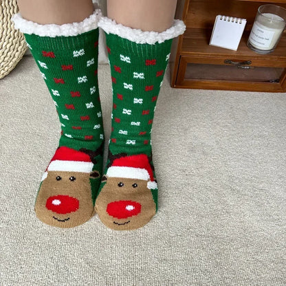 Fuzzy Plush Winter Socks - Warm Non-Slip Snowflake Slipper Socks for Women, Home & Sleeping