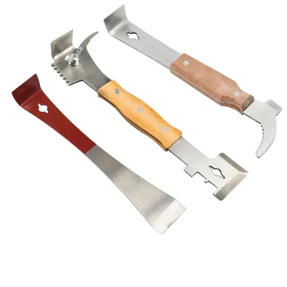 Multifunctional Hive Scraper with Wood Handle - Essential Beekeeping Hive Tool for Apiculture
