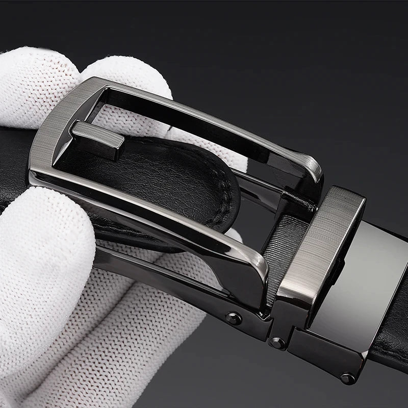 Men’s Top Quality Cowhide Leather Belt – Automatic Alloy Buckle Belt for Men