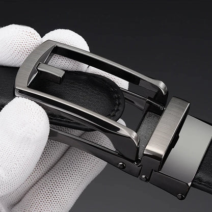 Men’s Top Quality Cowhide Leather Belt – Automatic Alloy Buckle Belt for Men