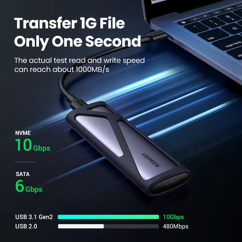 UGREEN M.2 SSD Enclosure - USB-C 3.1 Adapter for NVMe PCIe & NGFF SATA M.2 SSDs
