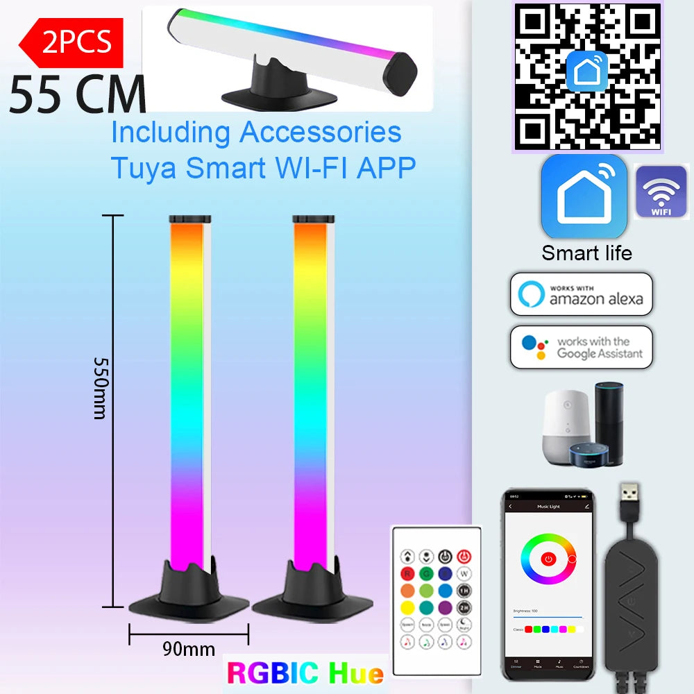 Music RGBIC Light Bar – APP-Controlled Desktop Strip with Rhythm Sync, USB Gaming & Bedroom TV Backlight Atmosphere Lamp