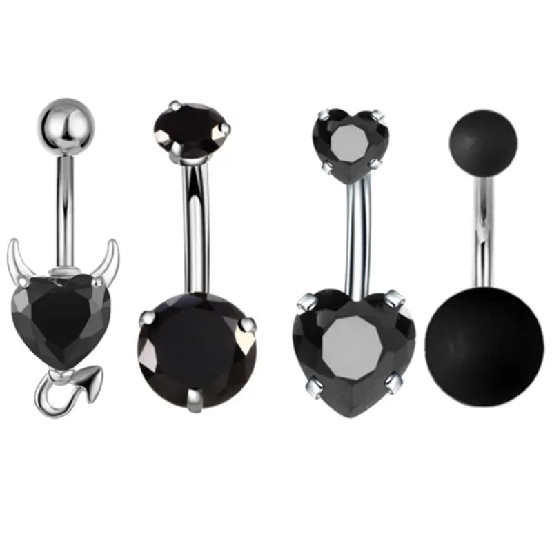 4PC Claw Belly Button Piercing Set – Surgical Steel Crystal Bee Navel Rings, Bulk CZ Belly Ring Pack for Women