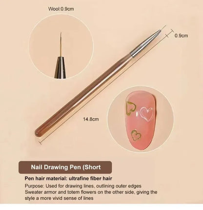 9PCS UV Gel Nail Brush Set – Liner DIY Painting Pen, Acrylic Drawing Brush for Nail Art Design & Tip Display Tools
