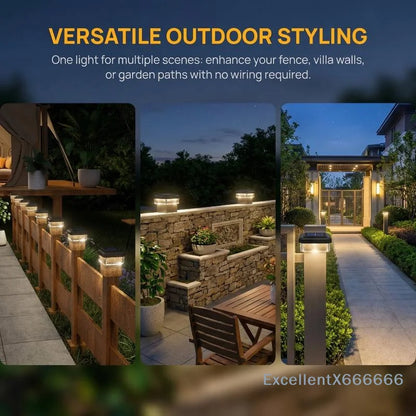 Solar Post Cap Light - IP65 Waterproof LED Outdoor Fence, Deck, Garden & Pathway Lighting