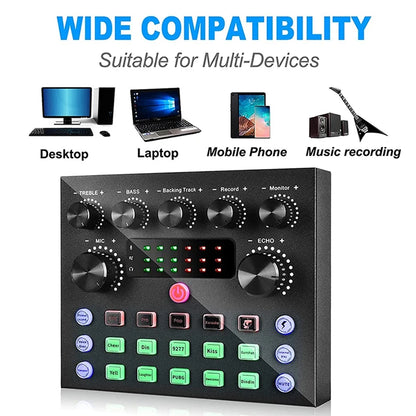 V8S Live Sound Card Microphone Bundle - Podcast Recording Equipment Kit for Music, DJ, Disco & Live Streaming