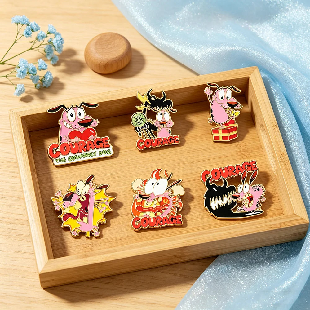 Anime Hero Dog Enamel Pins - 6-Piece Metal Lapel Brooch Set for Backpacks & Gifts