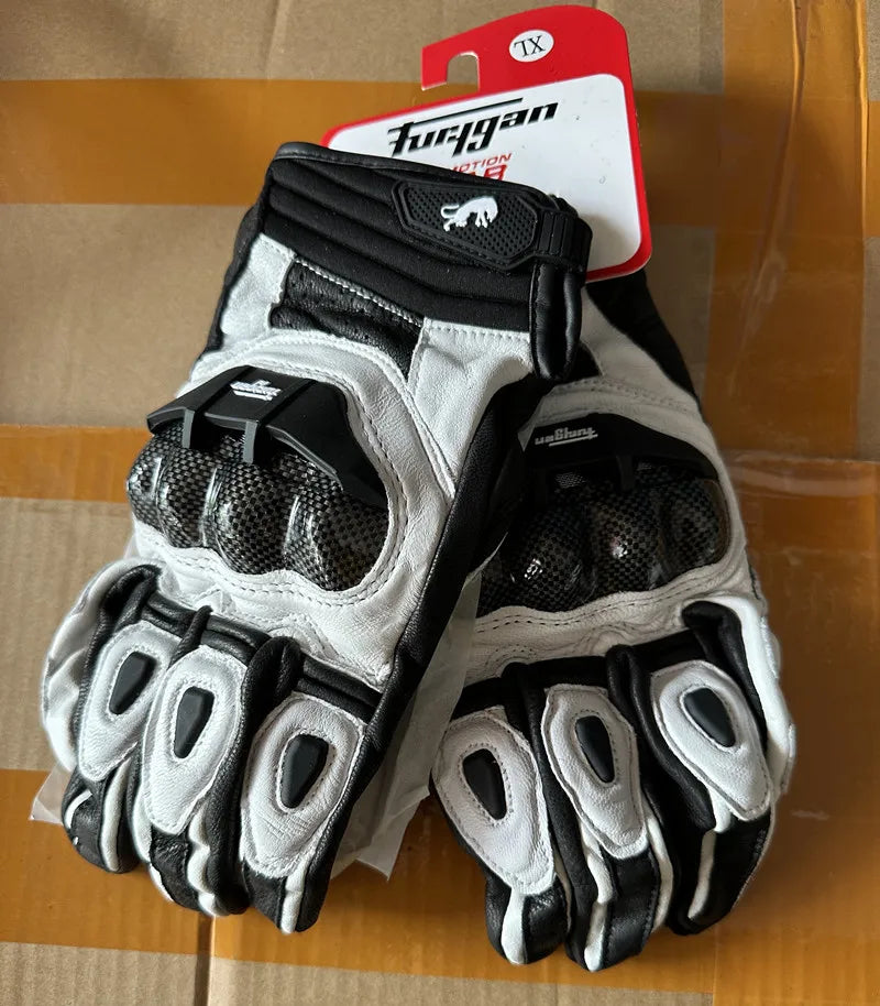 Motorcycle Gloves AFS6 AFS10 AFS18 - Leather Windproof Motocross Mittens with Touch Screen, Men's Protective Motorbike Gloves