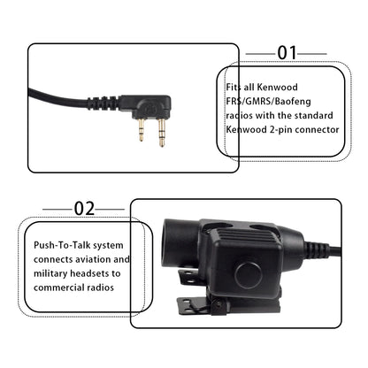 Tactical Bowman Elite II Headset – U94 PTT Communication Headphone for Kenwood & Baofeng UV-5R Radio Accessory