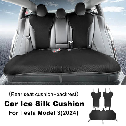 Tesla Model 3 Highland 2024 Ice Silk Car Seat Cushion – Breathable All-Season Seat Cover & Back Seat Protector Interior Accessory