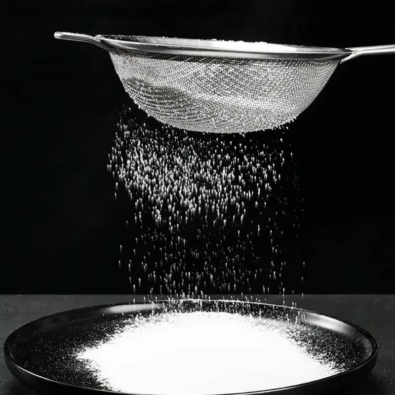 Stainless Steel Mesh Sieve Slotted Spoon – Kitchen Strainer for Baking, Pastry, Oil, and Flour Sifting