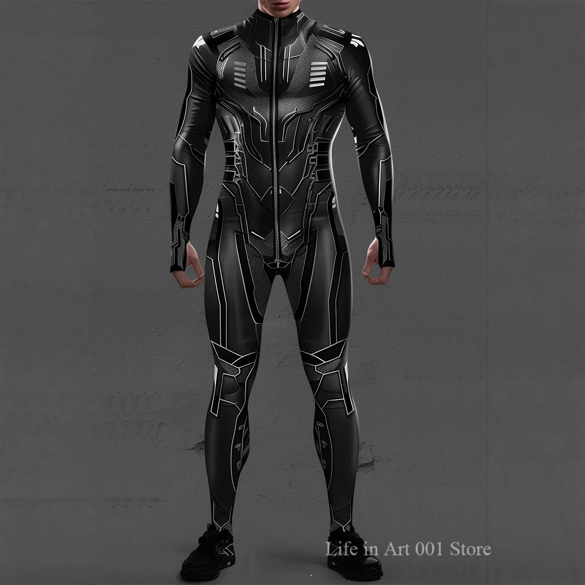 Cyberpunk Mechanical Armor Jumpsuit - Futuristic Steampunk Fighter Cosplay Bodysuit for Halloween & Costume Parties