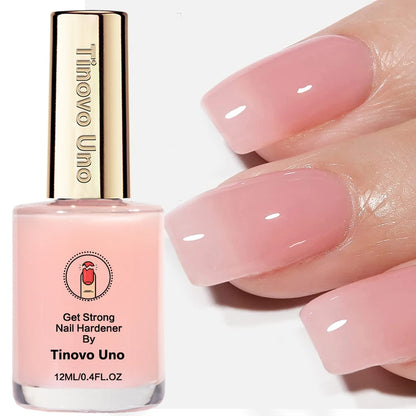 Tinovo Uno Pink Nail Hardener 12ml – Natural Sheer Strengthening Polish for Nail Growth & Repair, Decorative Nail Care Treatment