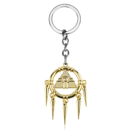 Yu-Gi-Oh! Yugi Muto Keychain - 3D Millennium Puzzle & Millennium Wheel Pendant