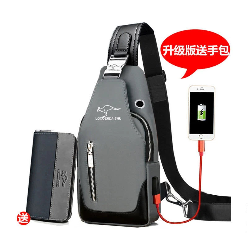Men's Waterproof Oxford Chest Bag – Korean Style Casual Sport Crossbody Shoulder Messenger Bag