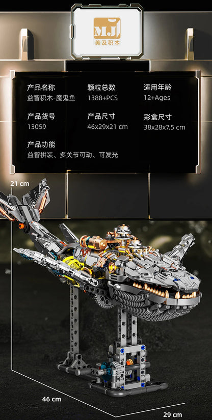 1388+ PCS Mechanical Whale Building Blocks – STEM Sea Life Model with Lights for Kids & Children’s Gifts