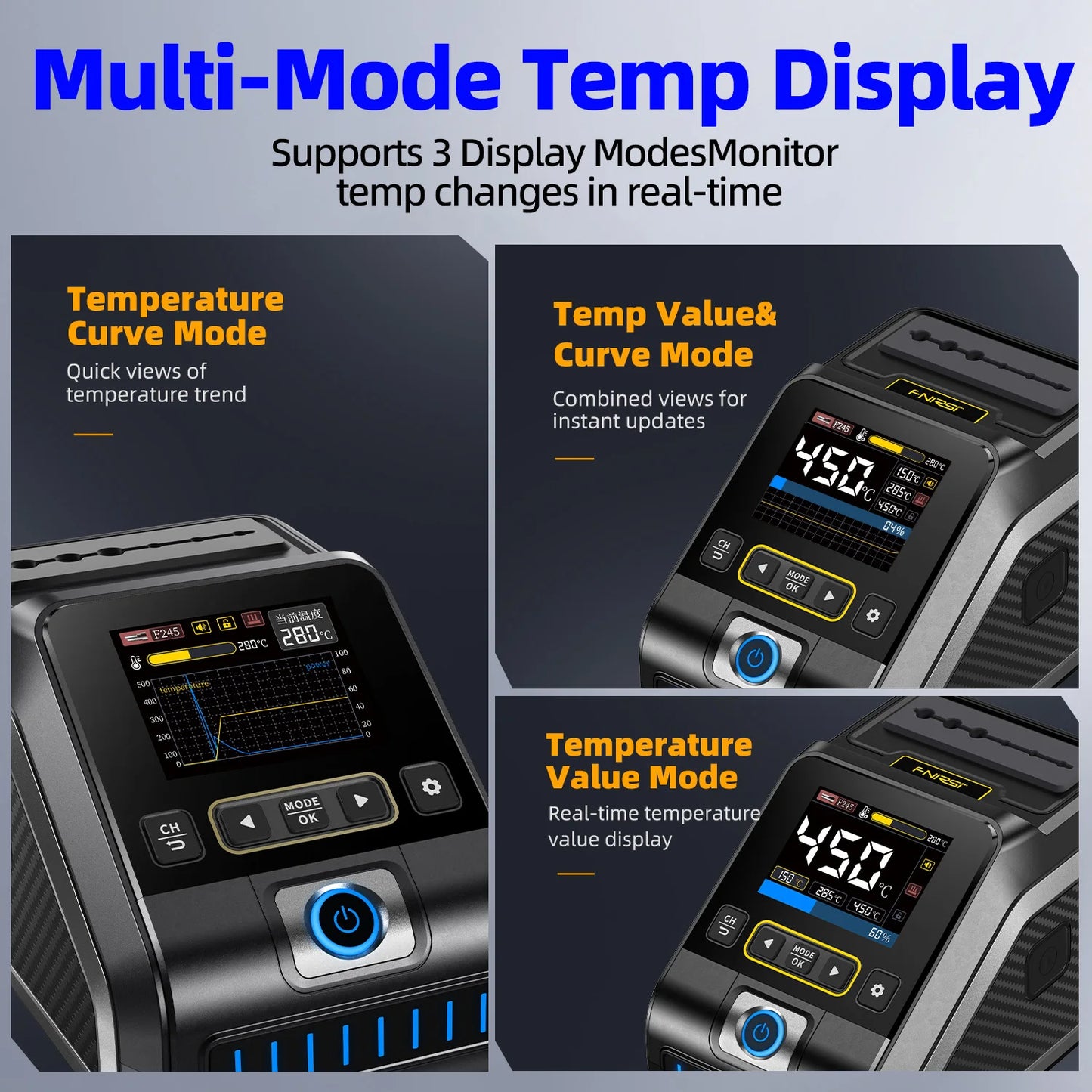 FNIRSI DWS-200 200W Power Soldering Iron Station | C210 C245 Handle for Electronic Welding & Rework