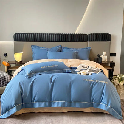 Pure Cotton Long Staple Bedding Set - 4PCS, Matte Bed Sheet & Duvet Cover, All Cotton