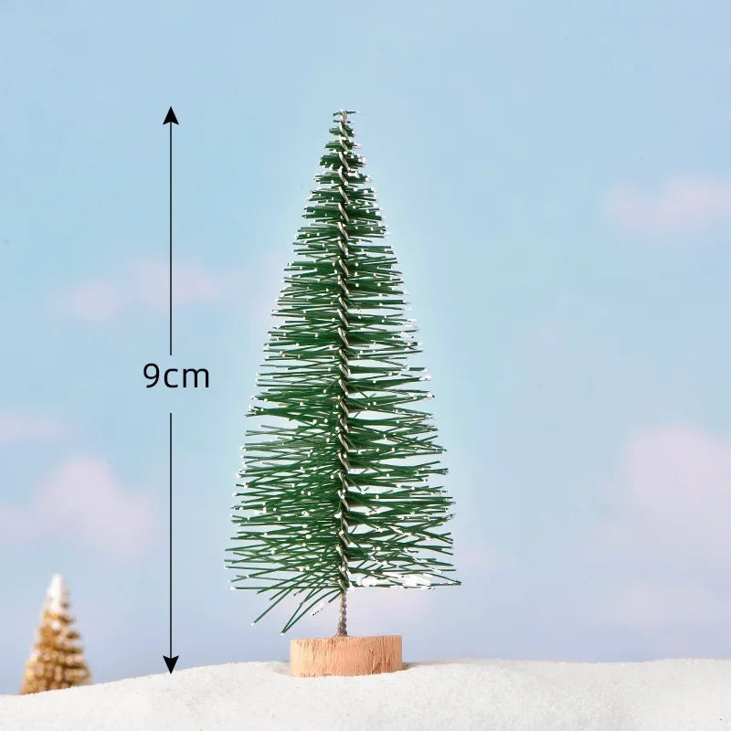 Mini Artificial Christmas Tree Figurine — Sisal, Silk & Cedar Pine for Fairy Garden, Micro Landscape & New Year Decor