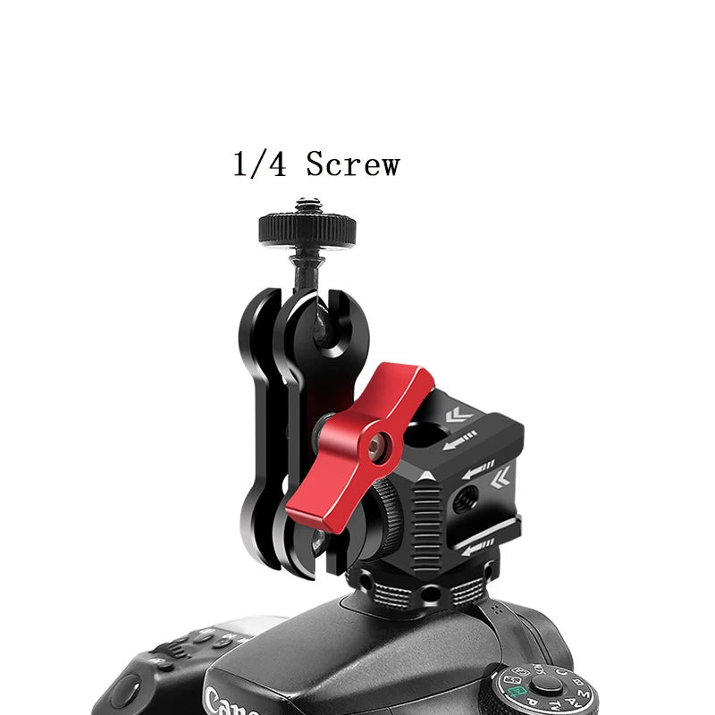 Cold Shoe Mount Adapter - 1/4" Thread Monitor, Microphone & Fill Light Bracket for DSLR Cameras & Camcorders