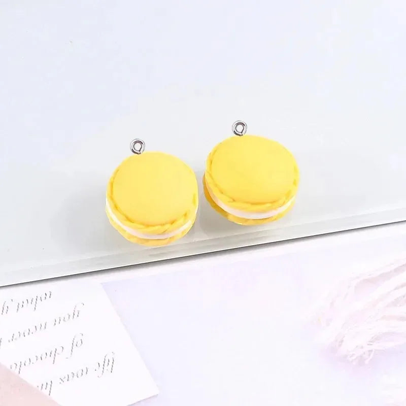 Macaron Cookie Resin Charms - 10pcs Cute Cartoon Food Pendants for DIY Jewelry Making