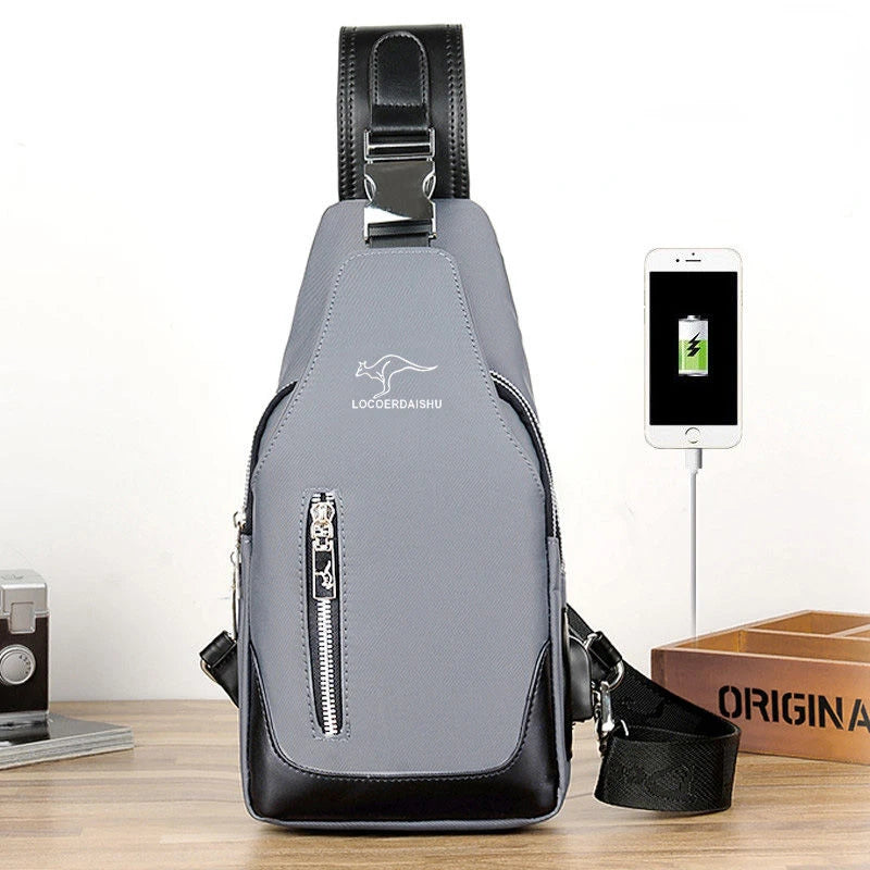 Men's Waterproof Oxford Chest Bag – Korean Style Casual Sport Crossbody Shoulder Messenger Bag