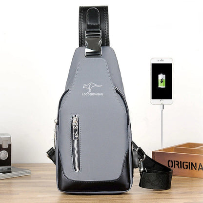 Men's Waterproof Oxford Chest Bag – Korean Style Casual Sport Crossbody Shoulder Messenger Bag