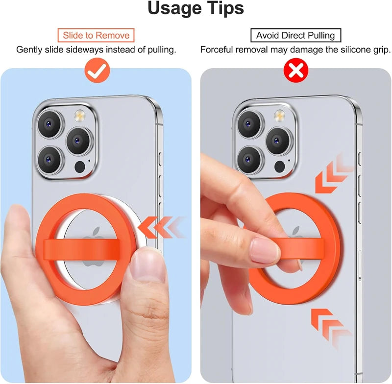 Magnetic Liquid Silicone Phone Finger Strap – Hands-Free MagSafe Grip and Stand for iPhone 17 and 16 Series