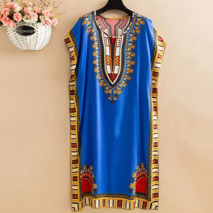 Fdfklak Ethnic Style Nightdress - Mid-Length Sleeveless Summer Sleepwear Loose Beach Nightgown for Women