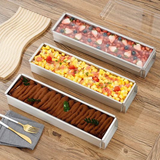 Tiramisu Removable Cake Mold Set — Stainless Steel Stand, Long Tray & Shovel Tool for Baking, Kitchen Accessories