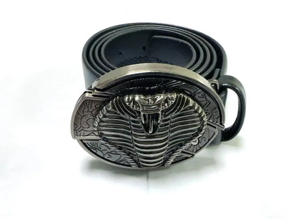 Vintage Adjustable Belt – Metal Buckle Fashion Waistband for Men, Punk Western Cowboy Style with Embossed Design