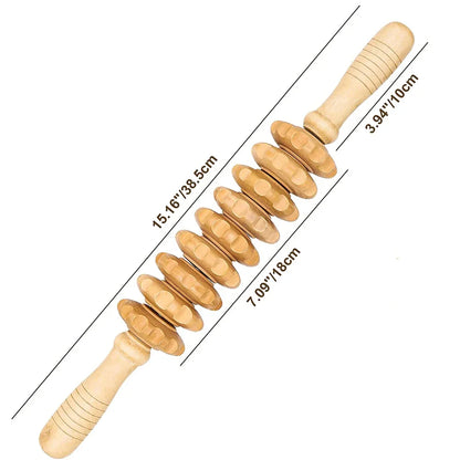Curved Wooden Cellulite Roller – Body Shaping Massage Tool for Stomach & Lymphatic Drainage Therapy