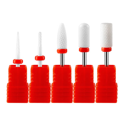 5PCS Ceramic Nail Drill Bit Set - Electric Milling Cutter Bits for Manicure & Pedicure Nail Machine Accessories