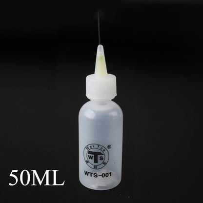 50ml Empty Plastic Precision Needle Bottle – Rosin Flux & 502 Glue Dispenser for Soldering, iPhone Repair & Electronics Tools
