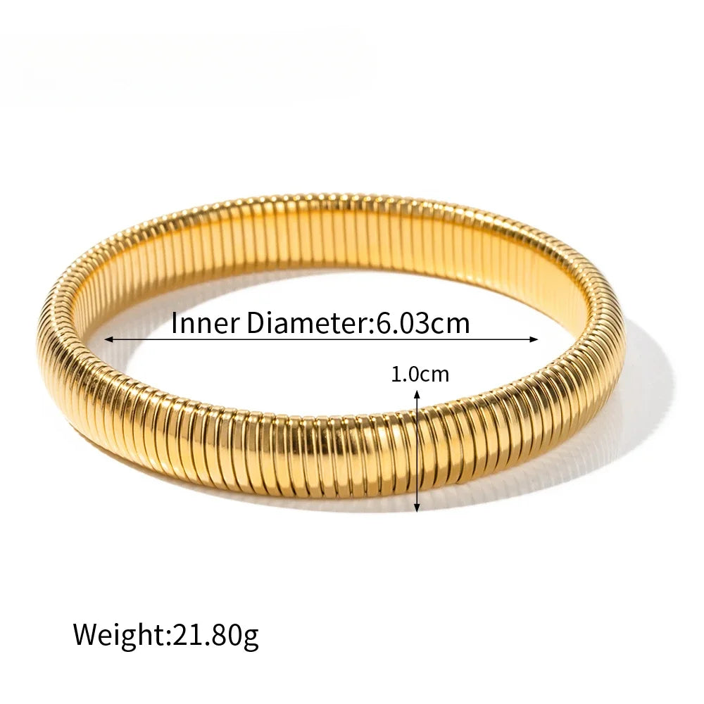 Stainless Steel Flex Snake Chain Cuff Bracelet – 18k Gold Plated Wide Bangle Fashion Jewelry for Women Gifts