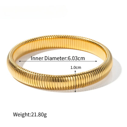 Stainless Steel Flex Snake Chain Cuff Bracelet – 18k Gold Plated Wide Bangle Fashion Jewelry for Women Gifts