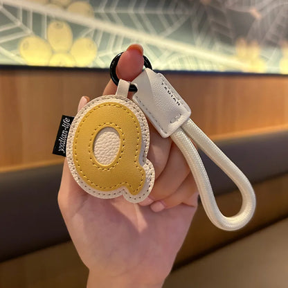 A-Z Leather Initial Keychain - Braided Wristband Pendant for Men & Women, Car, Bag & Phone Case Charm