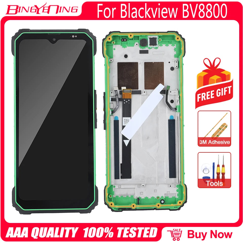 6.58 Inch LCD Touch Screen Display for Blackview BV8800 - 2400x1080 Digitizer Assembly with Frame