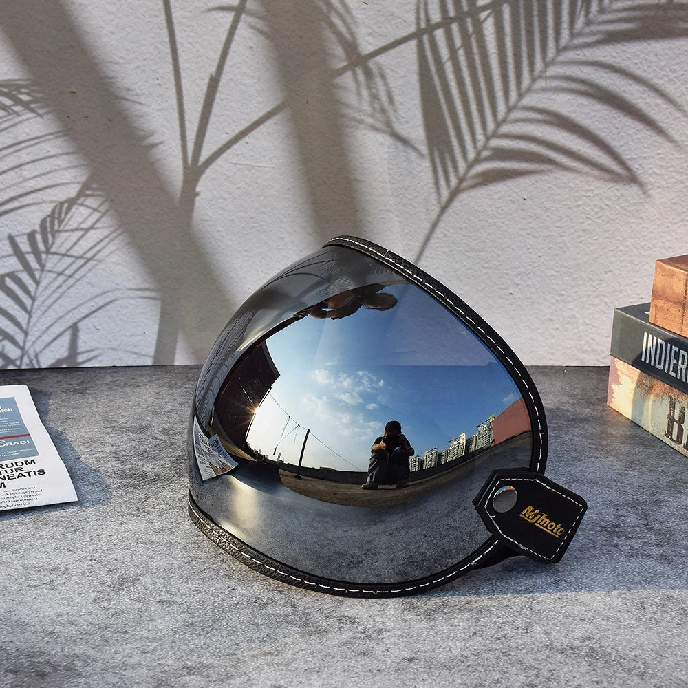 Universal Motorcycle Helmet Sun Visor – Anti-UV Windproof Bubble Lens for Open Face 3/4 Helmets